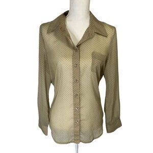 BCBG Generation Sheer Long Sleeve Top Taupe Size Medium